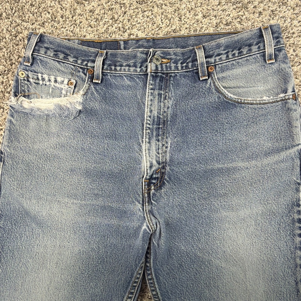 VTG Levi's 505 Jeans 36x32 (Fits 34x30) Blue Made in USA Perfect Fade Distressed - Picture 2 of 11